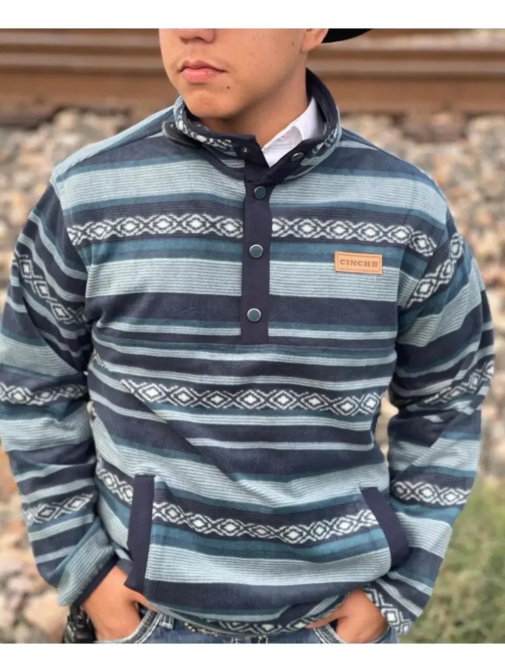 Men's Cinch Rodeo Fleece 1/4 button size M